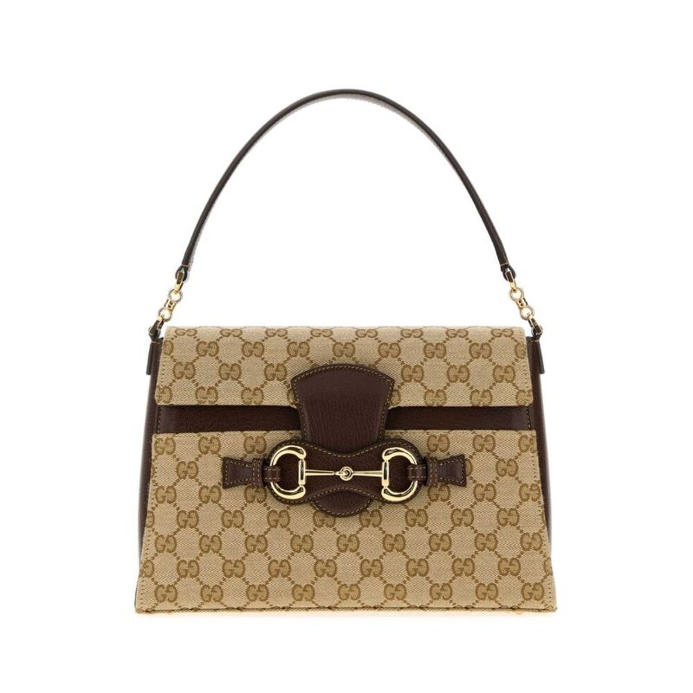 Gucci Women Gg Fabric Medium Horsebit Duomo Shoulder Bag